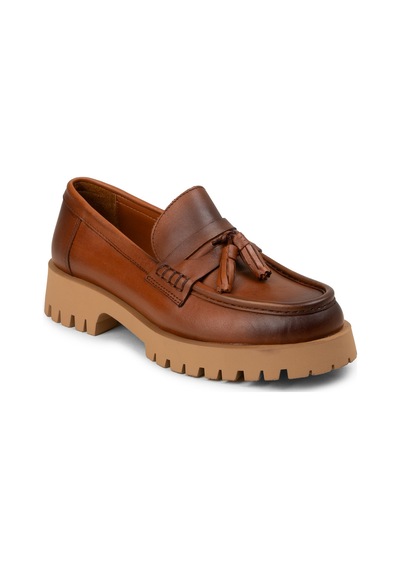 Deery Kadın Hakiki Deri Taba Rengi Marin Loafer - 02035ztbac02