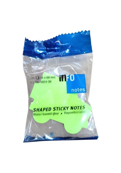 İnfo Notes 54x68mm Yapışkanlı Notluk Renkli Araba 200 Syf Çok Renkli