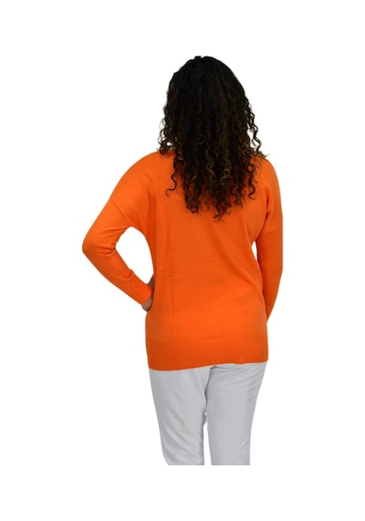 Kadın Kayık Yaka Spor Kazak 12489 Bgl-st04098 turuncu Turuncu