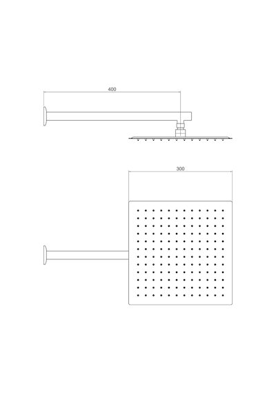 Aqua Bagno Mega Kare Tepe Duşu 30x30 Cm. , Duvardan Duş Kolu 42,5 Cm. Paslanmaz Krom - 2 Parça Set Krom