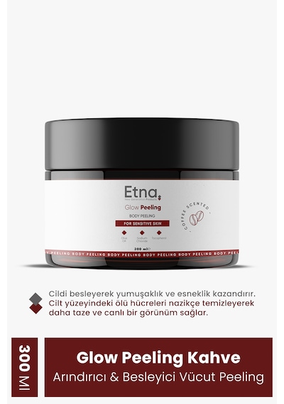Etna Pharma Kahve Özlü Gözenek Sıkılaştırıcı, Cilt Yenileyici Ve Arındırıcı Yüz Ve Vücut Glow Peeling 300 Ml