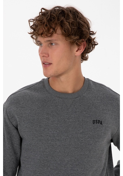 U.S. Polo Assn. Erkek Comfort Fit Bisiklet Yaka Şardonlu Antrasit Melanj Basic Sweatshirt 50313757-VR081