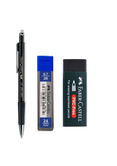 Faber-castell Grip 1347 Mekanik 0.7 Uçlu Kalem Seti Siyah