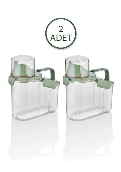 Bakliyat Ve Deterjan 2'li Set Saklama Kabı - 1100 Ml - Yeşil Açık Yeşil