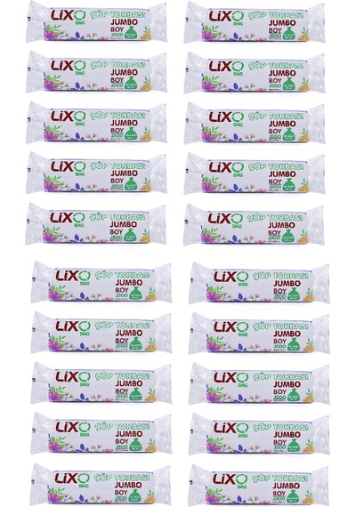 Lixo J-500 Jumbo Boy Çöp Torbası 80 x 110 CM 10'lu Rulo 20 Paket 200 Adet