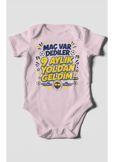 Morivokids Maç Var Dediler Yazılı Kısa Kollu Bebek Body %100 Pamuk Zbn277-kk Bebe Pembe