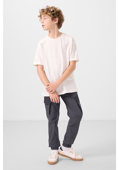 Tommylife Ekru Pamuklu Yumuşak Dokulu Oversize Baskılı Erkek Çocuk T-shirt - 11301 Ekru