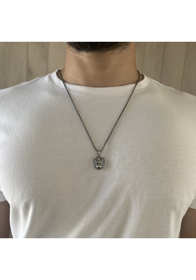 Takılingo 925 Ayar Gümüş Küçük Boy 3d Aslan Motifli Beyaz Erkek Kolye Gümüş