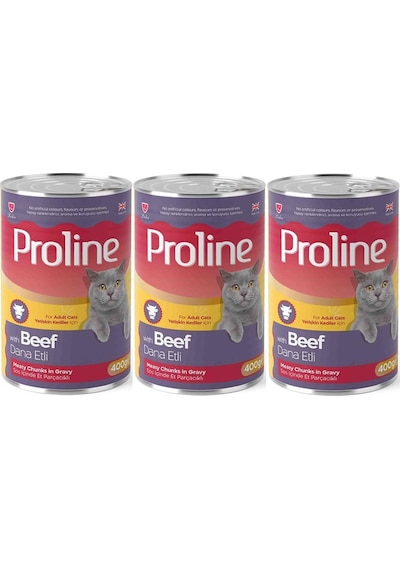 Pro Line Dana Etli Yetişkin Kedi Konservesi 3 x 400 G