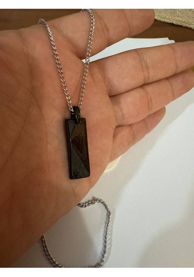Dikdörtgen Plaka Erkek Kolye Siyah Renk Çok renkli