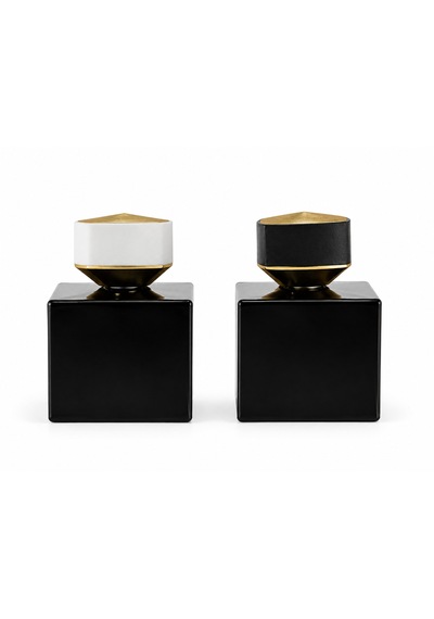 15 Adet Boş Cam Parfüm Şişe, 100 Ml, Küp Mia Model, Siyah-fkb-100