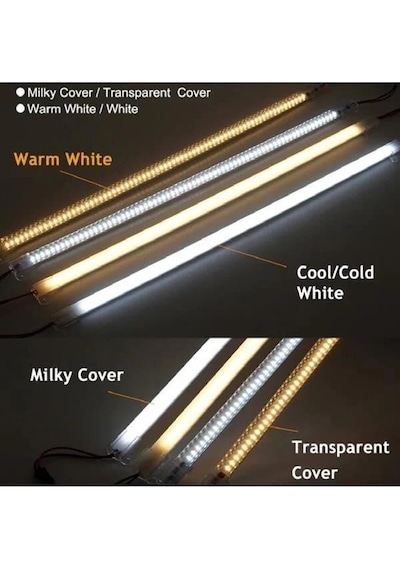 220 Volt 4014 Çubuk Led Gün Işığı 3000-3200k-şeffaf Cam 50 Cm Kasalı Dim Edilebilir Bar Led 220v