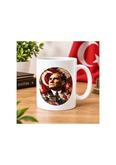 Bera Print Lab Atatürk Ve Türk Bayrağı Tasarımlı Beyaz Seramik Kupa Bardak Beyaz - 936119949 Beyaz