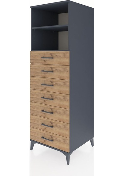 Kronos Dolap 2 Raflı 7 Çekmeceli 60x59x182 Antrasit-çam Antrasit Kronos Dolap 2 Raflı 7 Çekmeceli 60x59x182 Antrasit-çam Antrasit