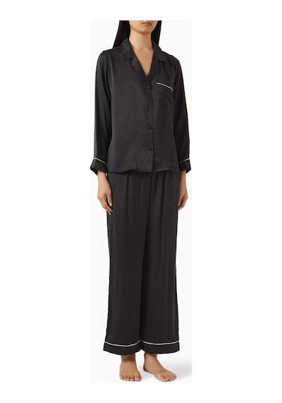Eberjey Inez Uzun Kollu Yıkanabilir Ipek Pijama Takımı & Şampanya Siyah