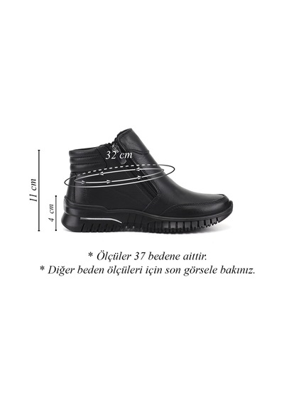 Gönderir Kadın Siyah Fermuarlı Hakiki Deri Comfort Bot Dkzb82842913