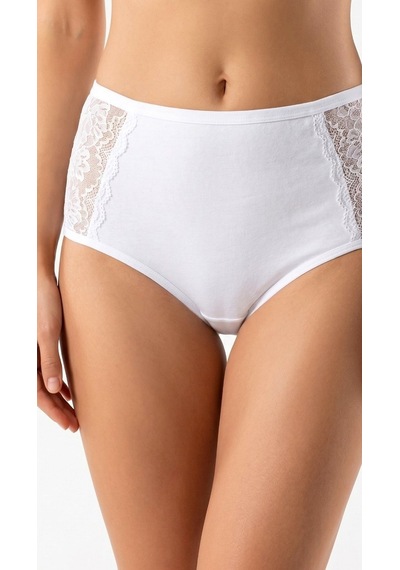 Suısy Yüksek Bel Dantelli Slip Külot Beyaz