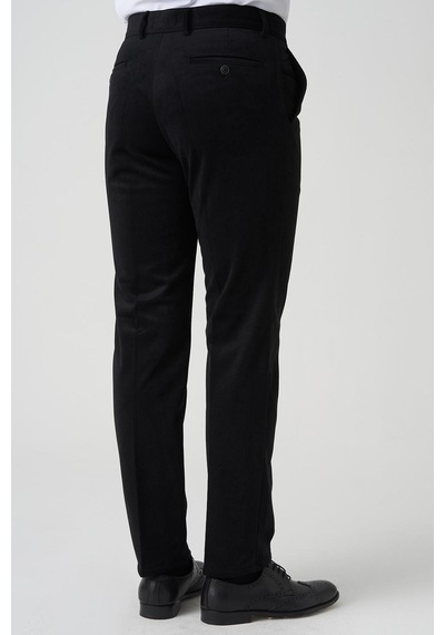 White Stone Amora P1031 Slim Fit Pamuklu Kadife Pantolon Siyah Siyah