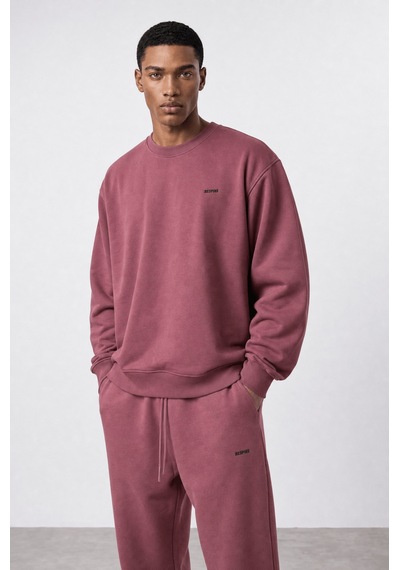 Erkek Respire Basic Oversize Sweatshirt Gül Gülkurusu