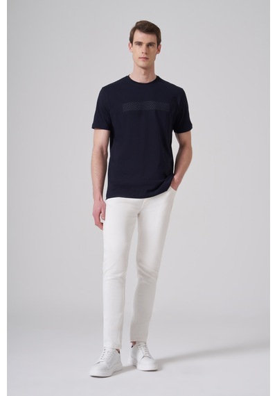 Morven Erkek Lacivert Trend Baskılı Bisiklet Yaka Dinamik Fit T-shirt 26ys018009200 Lacivert