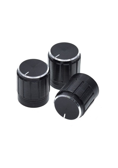 Alüminyum Pot Başlığı 6mm Tırtıklı Mil  6mm Siyah Metal Potansiyo