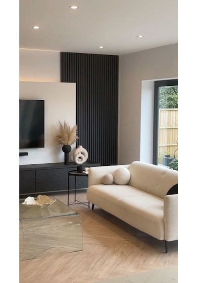 Keçeli Dekoratif Akustik Ahşap Panel Siyah Renk 60x240cm .