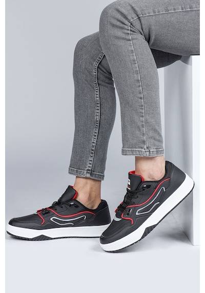 Jump 28520 Siyah - Beyaz Erkek Sneaker Günlük Spor Ayakkabı Siyah - Kırmızı