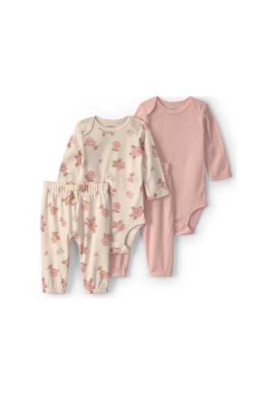 Carter's Kız Bebek Layette 4'lü Body Pantolon Takım Pudra 1v39071
