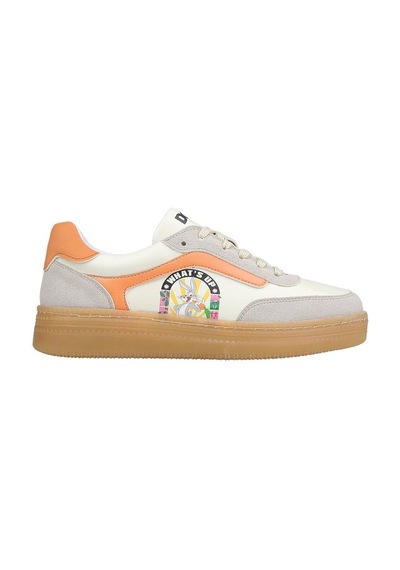 Kadın Vegan Deri Beyaz Sneakers - Warner Bros Looney Tunes Bugs Bunny Hop İnto Nature Tasarım Çok Renkli