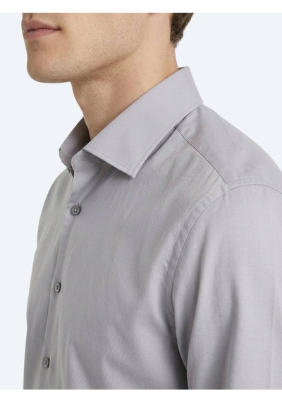 Kip Gri Regular Fit Uzun Dokuma Casual Pamuk Karışımlı Gömlek