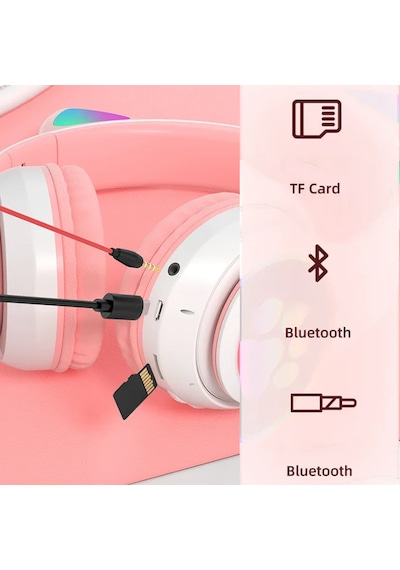 Exenar SW88 Bluetooh 5.0 Kablosuz Kedi Kulak Üstü Kulaklık