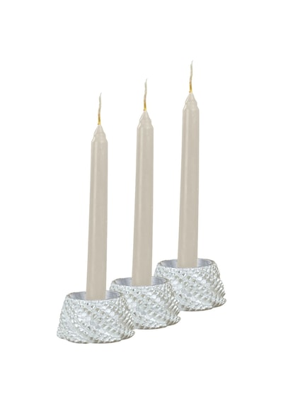 Mumluk Şamdan 3 Adet Tealight Ve İnce Mum Uyumlu Ejderha Yumurtası Model - Gümüş