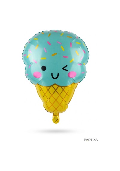 Dondurma Figürlü Mavi Folyo Balon Erkek Çocuk Doğum Günü Parti Süsleme Ice Cream Konsept Dekorasyon Çok Renkli
