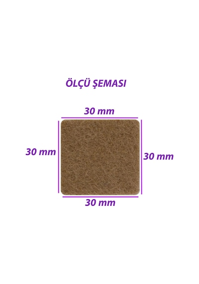 Yapışkanlı Kare Keçe Masa Sandalye Parke Zemin Ayak Koruyucu Kaydırmaz Keçesi 30x30 Mm 21'li Paket