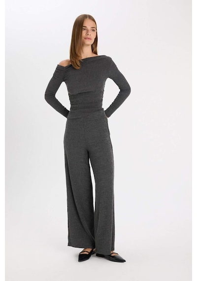Defacto Wide Leg Bürümcük Pantolon D5141AX24AUAR191 Antrasit