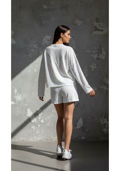 Divinus Kabartma Kalp Baskılı 5'li Pijama Takımı Beyaz