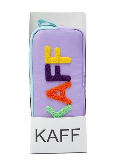 Kaff 01108 Su Geçirmez Bondit Kumaş Peluş Baskılı Çift Gözlü Kalemlik Kalem Kutusu Mor & Yeşil Genel
