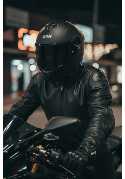 Gıvı 50.x Mat Siyah / 1 Renkli 1 Şeffaf Vizörlü Motosiklet Kask Siyah Vizör + Şeffaf
