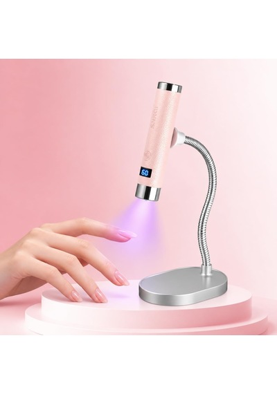 Tr G1 Sensörlü Mini Ai Uv Led Lamba Manyetik Standlı Manikür Tırnak Kurutucu Pembe 5w