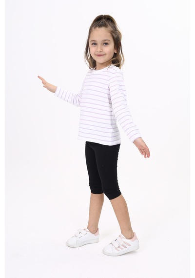 Toontoy Kids Toontoy Unisex Çocuk Çizgili Tişört Açık Lila