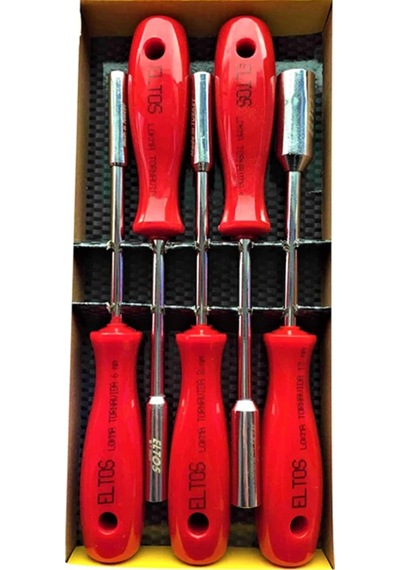 5 Li Lokma Tornavida Seti Sertleştirilmiş Özel Uçlu Lokma Takımı Red Series 1410