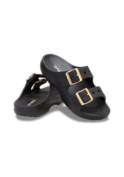 Crocs Saturday Metallic Buckle Kadın Terlik 213316-001 Black Beyaz