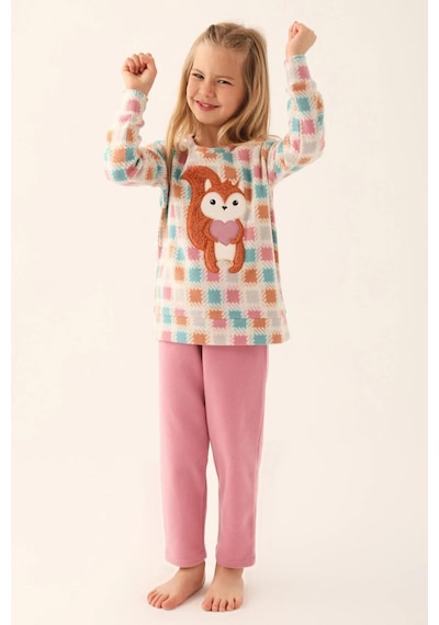Arnetta 2651 Garson Polar Krem Kız Çocuk Uzun Kol Pijama Takım Krem