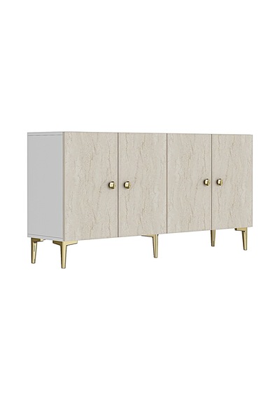 Ka1517 Simple Konsol Ve Tv Sehpası 150cm Beyaz-traverten-gold