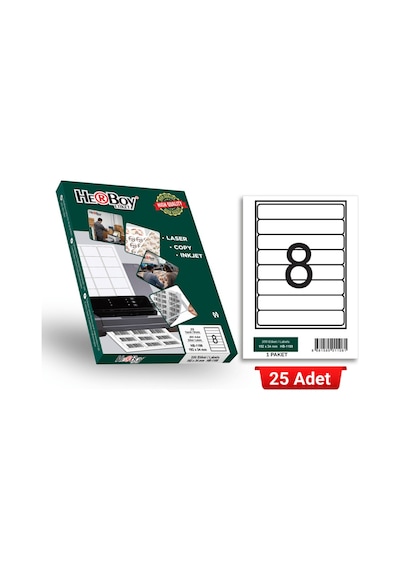 Herboy Hb-1108 192 X 34 Mm A4 Laser Etiket 25 Adet