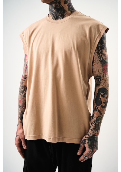 Respire Erkek Basic Tank Top Atlet Bej