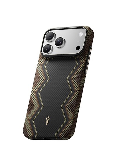 Apple iPhone Uyumlu 18 Pro Kılıf M-safe Şarj Özellikli Raptic Aramid Skin Scepter Serisi Karbon Kapak Siyah