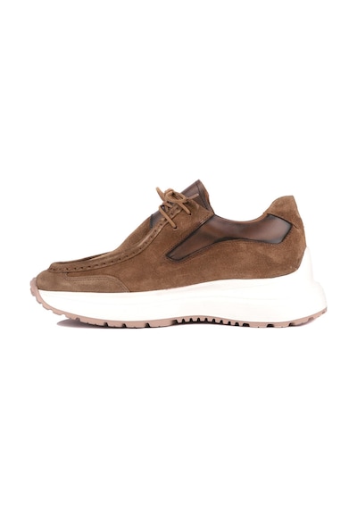 Shoetyle - Vizon Hakiki Süet Bağcıklı Erkek Günlük Ayakkabı 115-k525-1323 Vizon