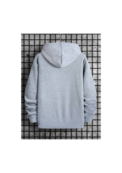 Medinenur The Doors Baskılı Kapüşonlu Cepli Sweatshirt Gri