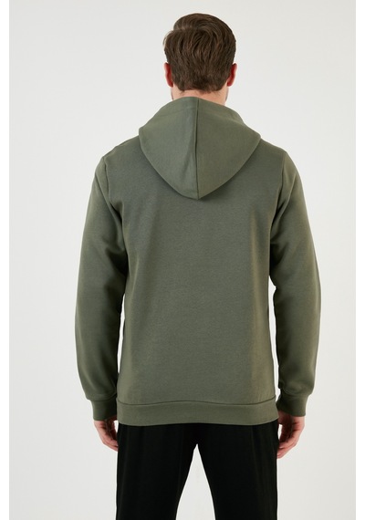 Buratti Kanguru Cepli Fermuarlı Kapüşon Yaka Slim Fit Erkek Sweat 575707 Haki